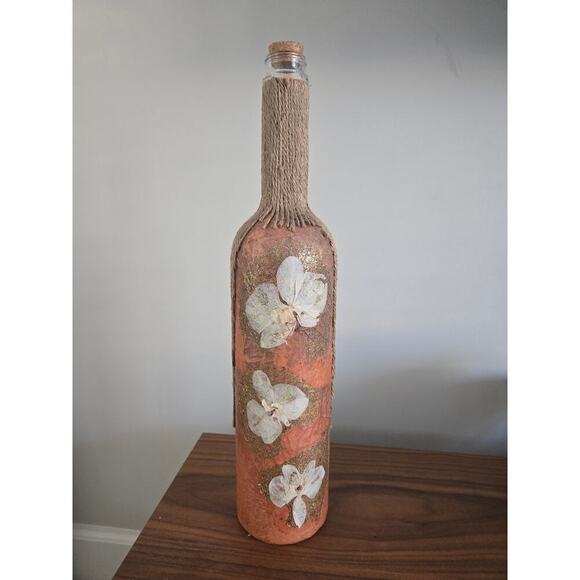 Handmade Papier Mache Applique Collage Decorative Bottle - Picture 1 of 9